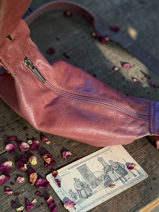 Vintage 90s Y2K Jenny VERA PELLE made in ITALY Pink Leather Hobo Bag - Picture 10 of 16